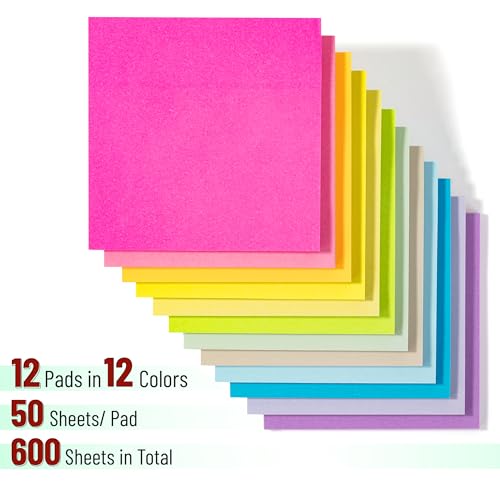 Mr. Pen- Sticky Notes, 3”x3”, 12 Pads, 600 Sheets - color: Spring