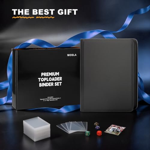 Toploader Binder 9 Pocket Holds 288 Toploaders, 204PCS Toploaders INCLUDED - color: Black 204 Toploaders
