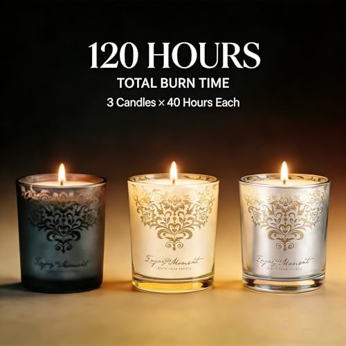 Luxury Candle Gift Set for Women, 3x7oz, Trimmer & Snuffer Lid