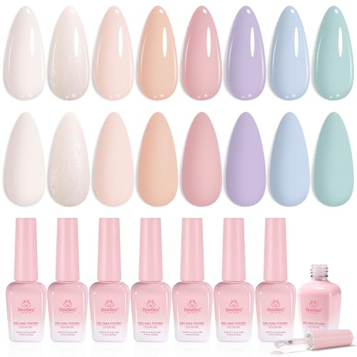 Beetles Pastel Gel Nail Polish Set, Soft Manifest Neutral Nude Gel Polish - color: A - Mixed Finishes | | Soft Manifest