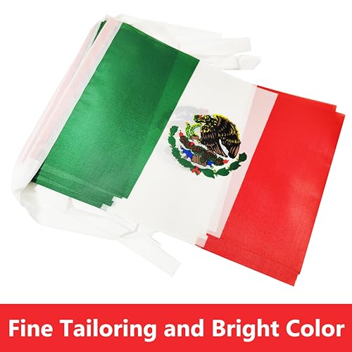 100 Feet Mexico String Flag, 76 Pcs Mexican Banner Flag, Small Mini World Banner Flags for Sports Events, Bars Decorations, School Festivals, Party Decorations, Celebrations (Mexico) - color: Mexico