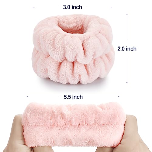Dorbetar 2 Pcs Microfiber Wrist Towels - Spa Wristbands for Women & Children (Pale Pink) - color: AA-pink, size: 2 Count (Pack of 1)