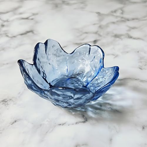 Blue Crystal Flower Jewelry Ring Dish, Clear Trinket Bowl, Cute Nightstand Decor Ring Holder for Women, Home Decor Gifts for Women, Wedding, Birthday, Mother's Day - color: Crystal Blue