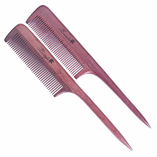 Breezelike Fine Tooth Hair Comb for Women, Wooden Tail Comb for Styling - color: Purpleheart Wood