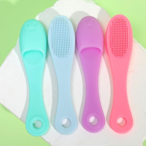 3PCS Portable Silicone Nose Cleansing Massage Brush Finger Shape Cleansing Pore Face Nose BlackheadSkin Care Tools,10.5 * 2.5cm (Light Blue) - color: Light Blue
