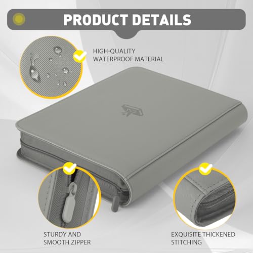 Trading Card Binder 9 Pocket, 360 Pockets Card Collection Binder - color: Gray