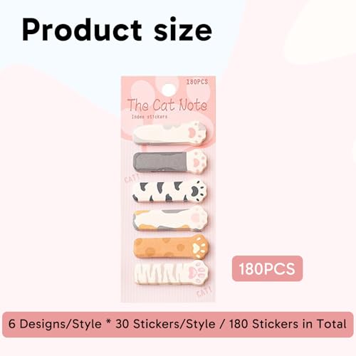 10 Pcs Cat Bookmark, Set, Cute Magnetic Bookmarks and Cat Magnetic Bookmarks with 180 Cat Paw Index Sticky Notes, Fun Reading Accessories for Book Lovers