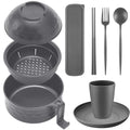 6 Pcs Microwave Ramen Cooker Set 40oz Bowl, Grey - color: Gray