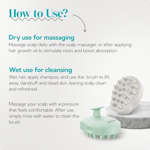 HEETA 2-Pack Large Scalp Massager Scrubber Shampoo Brush for Hair Growth - color: New Beige & Green