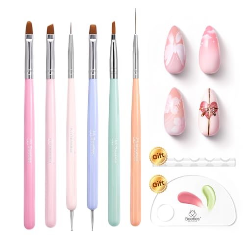 Beetles Nail Art Brushes, 6pcs Nail Art Tool Set - color: C-Multicolor-6
