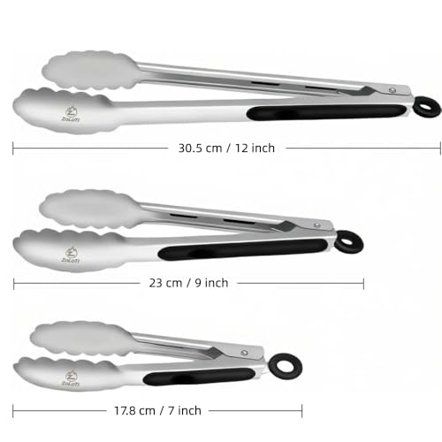 Kitchen Tongs Set, 3 PCS, 12, 9 & 7 Inch