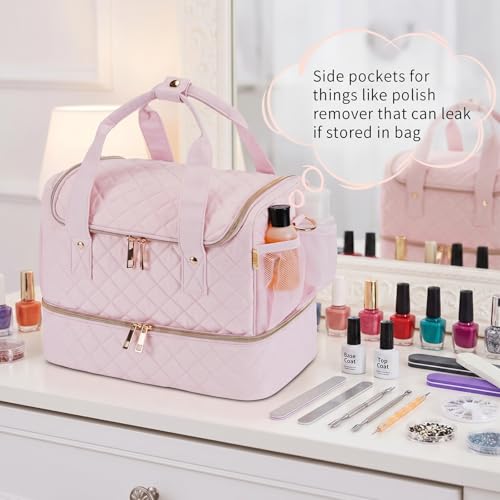 GR69N Nail Polish Organizer,Travel Nail Bag Organizer Case - color: Light Pink