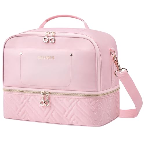 Leudes Nail Bag Polish Organizer Case Holds 42 Bottles & Gel Lamp - color: Pink
