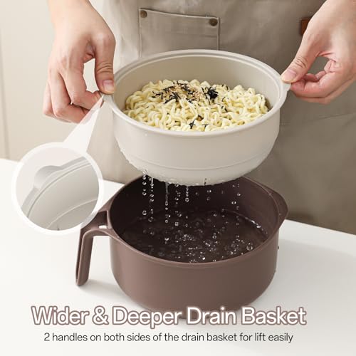 MEACOLIA Jumbo 50 oz Microwave Ramen Cooker Bowl - color: Beige, size: 50 oz Ramen Bowl (Bowl Only)