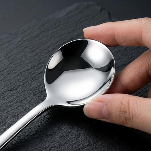 Long Handle Iced Tea Spoons, 7.9" 18/10 Stainless Steel Cocktail Stirring Spoons with Thickened Ergonomic Handle, Tall Coffee & Latte Stirrers, Dessert Spoon Set, Dishwasher Safe Set of 8 - color: Silver 7.5 IN, size: Round