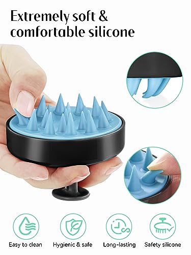 HEETA Scalp Massager Hair Growth Scrubber for Dandruff Removal Hair Care - color: New Black Blue
