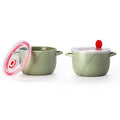 Ceramic Soup Bowl with Lid & Handle, Microwave Safe 32 oz, Green - color: Green, size: 2 pcs