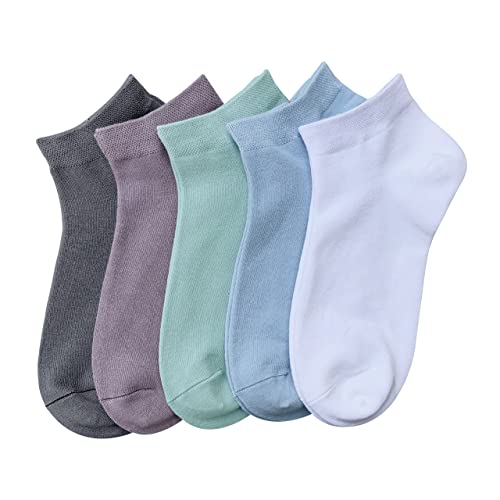 SERISIMPLE Women Viscose Bamboo Ankle Socks Low Cut Thin Sock Lightweight Pastal Color Soft Sock 5 Pairs - color: Assorted3, size: Small