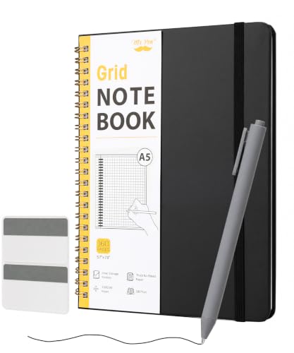 Mr. Pen- Graph Grid Spiral Journal Notebook, A5 (5.7" x 7.9"), 160 Pages - color: Black
