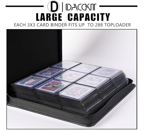 D DACCKIT Top Loader Binder, Holds 288 Cards - 9 Pocket Top Loader Binder for 3" x 4" Rigid Card Holders for Trading Cards or Sports Cards - Model C，Classic Red - color: Classic Red