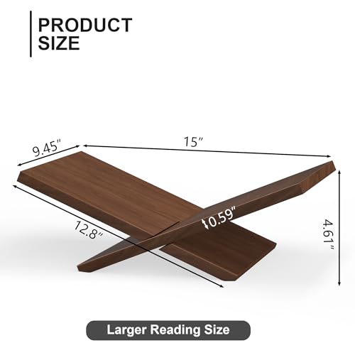 Wooden Book Stand for Display, Large Open Book Holder for Desk - color: Brown
