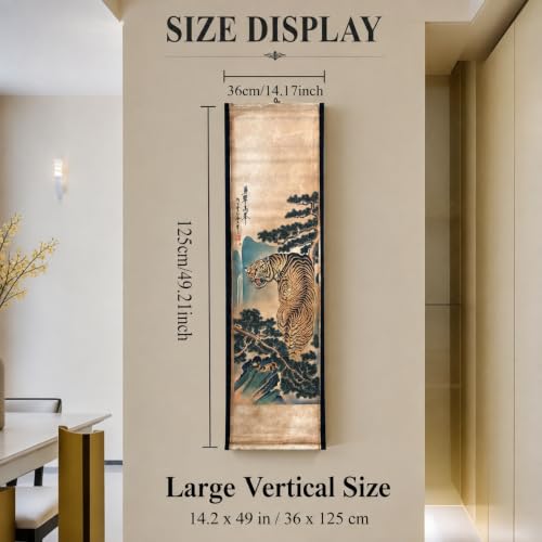Wall Art Poster Prints Painting Hanging Paper Scroll Decor Tiger Fengshui - color: E4