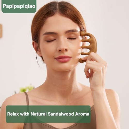 Natural Green Sandalwood Gua Sha Comb – Wooden Face, Scalp & Body Massage Tool, Multi-Point Manual Trigger & Pressure Point Massager, Travel-Size Relaxation & Self-Care Gift for Women & Men - color: Sandalwood Incense