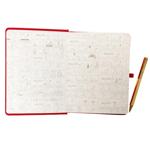 Snoopy Lined Journal Plus Pen by Graphique Luxe Collection, Hardcover Diary Notebook for Writing, Gold Foil Embossing, 160 Pages, 6” x 8” - color: Snoopy