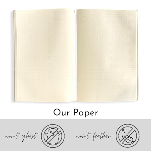Portage Grid Dot Paper Hardcover Aesthetic Notebook Writing Journal – Bleed-Proof Paper Notepad for Journaling, High GSM, A5 Notebook, Cream Pages - Oatmeal, 6 x 8.5 Inches, 224 Pages - color: Oatmeal, size: Grid Dot Pages