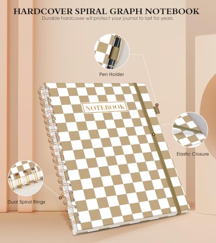 UEBZFOCS Graph Paper Notebook, Spiral Notebook Journal 8.5” x 11”, A4 Large Grid Notebooks for Women Men, 100 GSM Graph Paper, Hardcover Spiral Graphing Journals for Work School Engineering, Gingham - color: Gingham, size: Graph