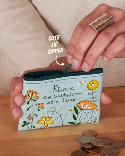 Blue Q Coin Purse - Cute Coin Pouch for Men & Women, Small Pouch Organizer - color: Please, One Shitstorm at a Time