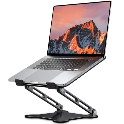 LOXP Adjustable Laptop Stand for Desk, Portable Airflow Laptop Riser Holder - color: Classic Black