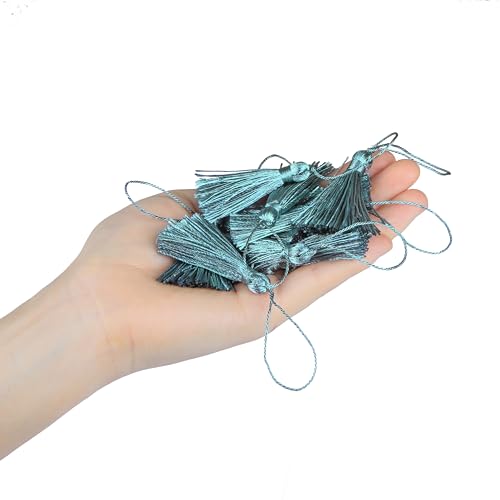 48Pcs Mini Bookmark Tassels Handmade Keychain Silky Tassel - color: 28# Mix Dark Blue
