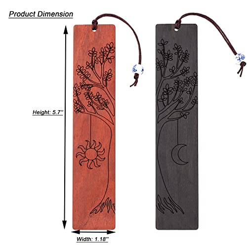 2 Pcs Bookmark,Cute Wooden Book Markers for Men Women, Unique Book Mark (Sun and Moon) - style: Sun and Moon