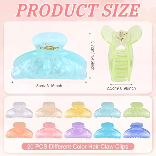 20 PCS Acrylic Hair Claw Clips for Women,Large