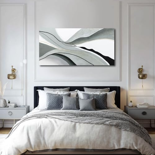 Ocevarin Canvas Wall Art Abstract Wall Decor Neutral Posters Grey Pictures Wall Decor Black Line Art Prints for Dining Room Office 24"x 48" Entryway Artwork - color: Black Line, size: 48"L x 24"W