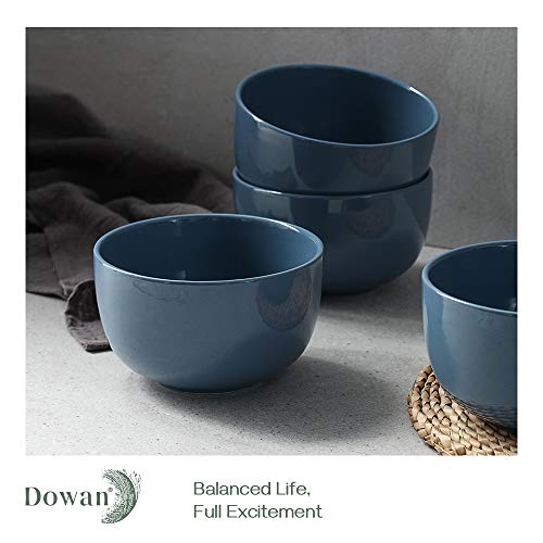 DOWAN 5.8" Deep Soup Bowls & Cereal Bowls - 30 Ounces Large Bowls Set of 4 for Kitchen - Ceramic Bowls for Cereal, Soup, Oatmeal, Salad, Ramen, Noodle, Rice - Dishwasher & Oven Safe (Airy Blue) - color: Airy Blue
