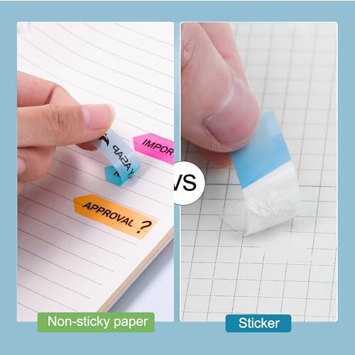 Golcellia Arrow Sticky Tabs & Page Markers - 900 Sticky Flags for Books, 5 Color Waterproof Tabs with Printed Symbols/Arrow Stickers (9-Pack, 0.49"×1.74") - color: Word, size: 5.8" x 4.6"