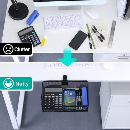 Under Desk Drawer, Clamp on Desk Organizer Under Table Hanging Desk Storage - style: Black - Big