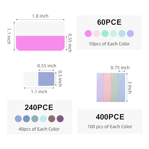 Sticky Index Tabs & Sticky Notes Combo Set, Assorted Sizes & Colors, Self-Adhesive Page Markers for Office, School & Home Organization (Pastel) - color: Pastel