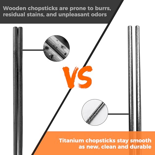 Pure Titanium Chopsticks, Ultralight 14g Metal Chopsticks, Dishwasher Safe, Rust & Corrosion Resistant, Healthy Reusable Utensils for Camping, Travel & Daily Use - color: TKZ2-Y