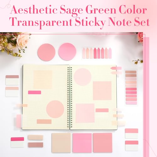 Glenmal Transparent Sticky Note Set, 910 Sheets,Pink - color: Pink
