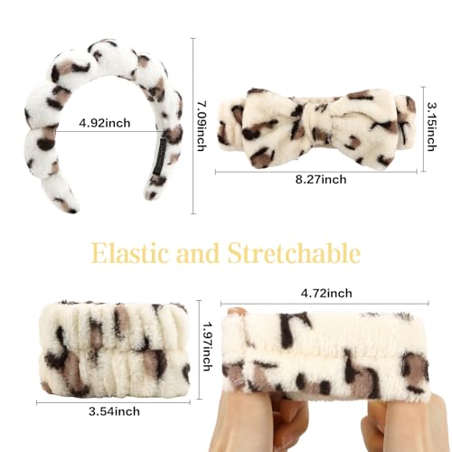 Leopard Skincare Bubble headband and wristband set for Face Washing - color: Leopard 01