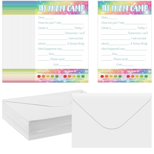 80 Pcs Camp Stationery Paper Envelopes,Cute - style: Cute