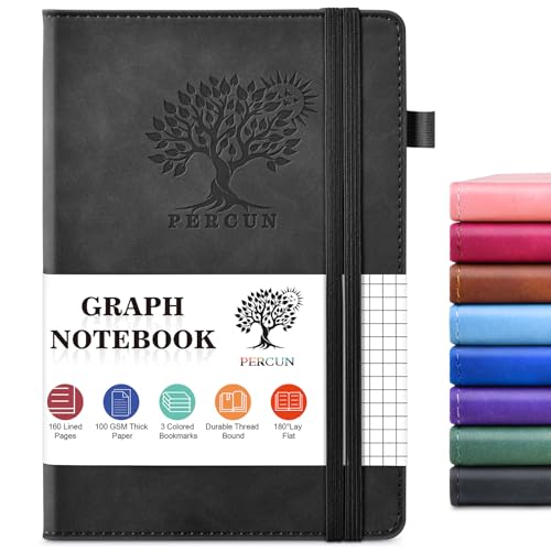 Graph Paper Notebook 5.9"×8.5", 160 Pages Grid Notebook, A5 Graphing Paper - color: Black, size: Grid Page