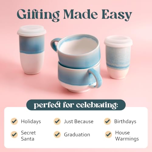 NOVA CERAMICS Handmade Unique Coffee Mug - 16 oz Ceramic Mug - Lagoon - color: Lagoon
