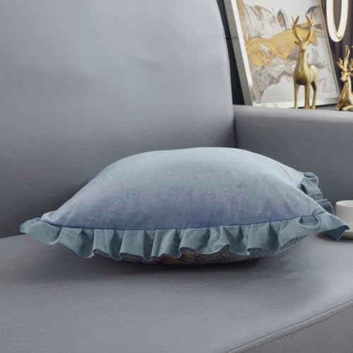 Set of 2 Lake Blue Throw Pillows Covers 18x18in for Sofa Couch,Blue Vintage Pillow Covers for Living Room,Spring Floral Embroidered Cushion Cover for Bed Chairs Car - color: Light Blue