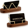 Amyhill 2 Pcs Wood Business Card Holders Display for Desk, Brown - color: Brown