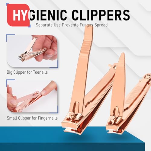 firiKer Nail Clippers with Nail File,Fingernail Clipper,Toe Nail Clippers - color: Rose Gold
