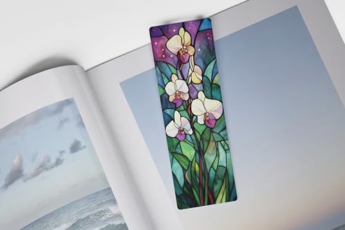 TwoDays 10Pcs Stained Glass Art Flower Bookmark for Reading Women, Cute Floral Bookish Gifts for Book Lovers Booktok, Fancy Book Accessories (6'' X 2'')